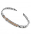 Zancan Men's Bracelet - Hi Teck in 316L Steel with Rose Gold Central Plate and Wind Rose