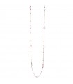 Lelune Glamor Necklace for Woman - Cristelle Summer in 925% Rose Gold with Fuchsia Zircons and Pink Jade