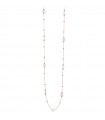 Lelune Glamor Necklace for Woman - Cristelle Summer in 925% Gold Plated Silver with Fuchsia Zircons and Pink Jade