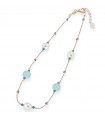 Collana Lelune Glamour da Donna - Cristelle Summer in Argento 925% Rosato con Zirconi Turchesi e Giada Azzurra