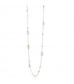 Collana Lelune Glamour da Donna - Cristelle Summer Lunga Gold con Giada Azzurra e Spinelli Turchesi