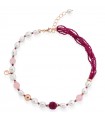 Lelune Glamor Necklace for Woman - Sophie with Freshwater Pearls and Fuchsia Spinel Threads