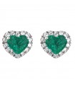 Crieri Women's Earrings - Bogotá in 18K White Gold Heart with Natural Diamonds and Emeralds 0.88 ct - 0