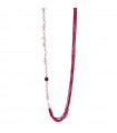 Lelune Glamor Necklace for Woman - Long Sophie with Freshwater Pearls and Fuchsia Spinel Threads