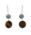 Miluna Woman's Earrings - in 925% Silver with Amazonite and Tiger's Eye - 0