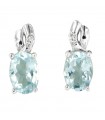 Miluna Women's Earrings - in 18K White Gold with Aquamarine and Natural Diamonds - 0