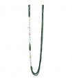 Collana Lelune Glamour da Donna - Sophie in Argento 925% Rosato con Perle Freshwater e Spinello Verde