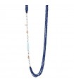 Collana Lelune Glamour da Donna - Sophie in Argento 925% Rosato con Perle Freshwater e Spinello Blu