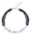 Lelune Glamor Necklace for Woman - Sophie with Freshwater Pearls and Double Blue Spinel Strand