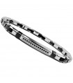 Zancan Men's Bracelet - Hi Teck in Black PVD Steel 316L with Central Row of Black Spinels