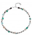 Collana Uno de 50 da Donna - Grateful Charming in Pelle Marrone con Cristalli Colorati