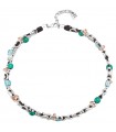 Uno de 50 Necklace for Woman - Grateful Charming in Brown Leather with Colored Crystals