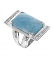 Silvia Kelly Ring - in 18K White Gold with Aquamarine and Natural Diamonds 0.20 ct - 0
