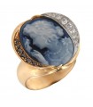Silvia Kelly Ring - in 18K Rose Gold with Cameo and Natural Diamonds 0.15 ct - 0
