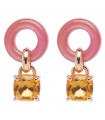 Rossoprezioso Earrings for Woman - Pink Chain Up Over the Rainbow with Peach Quartz