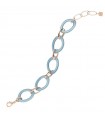 RossoPrezioso Necklace for Woman - Air Rose Gold with Light Blue Oval Links