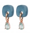 Rossoprezioso Earrings for Woman - Chain Up Mini Universe Square with Leaning Blue Quartz