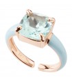 Precious Red Women's Ring - River Over the Rainbow Open Rose Gold with Azure Quartz Size 12-17.5