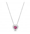Lelune Diamonds Woman's Necklace - in 18K White Gold with Heart in Diamonds and 0.28 carat Ruby - 0
