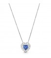 Lelune Diamonds Woman's Necklace - in 18K White Gold with Heart in Diamonds and 0.30 carat Blue Sapphire - 0