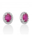 Miluna Women's Earrings - in 18K White Gold with Natural Diamonds and Rubies 0.42 ct - 0