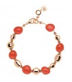 RossoPrezioso Women's Bracelet - River Mississippi Rose Gold with Coral Red Elements