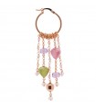 Precious Red Single Earring for Women - River Madeira Rose Gold with Pink Amethyst and Colored Quartz