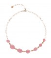 RossoPrezioso Necklace for Woman - Long River Platte Rose Gold with Pink and Nuggets Elements