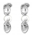 Uno de 50 Earrings for Woman - Grateful Legend Silver Pendants with Oval Links and Pearl