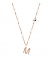 Buonocore Necklace - You Are in 18K Rose Gold with Letter M and Natural Diamonds 0.10 ct - 0