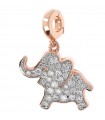 Bronzallure Charm for Woman - Altissima Rose Gold in the Shape of an Elephant with Cubic Zirconia Pavè