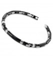 Bracciale Zancan da Uomo - Hi Teck in Acciaio 316L PVD Nero con Fila di Spinelli Neri Centrale