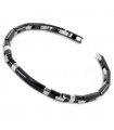 Zancan Men's Bracelet - Hi Teck in Black PVD Steel 316L with Central Row of Black Spinels