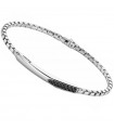 Zancan Men's Bracelet - Insignia 925 in 925% Silver with Central Plate and Black Spinels