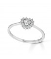 Lelune Diamonds Woman's Ring - Heart in 18K White Gold with 0.13 ct Natural Diamonds Pav - 0