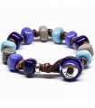 Moi Bracelet - Denim with Purple and Light Blue Murano Glass Beads