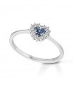 Lelune Diamonds Woman's Ring - Heart in 18K White Gold with Diamonds and Sapphires 0.10 carats - 0