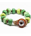 Moi - Legnano Bracelet with Light Green and Dark Green Murano Glass Beads