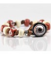 Moi Bracelet - Babele with Red and White Murano Glass Beads with Caramel Shades