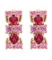Bronzallure Woman's Earrings - Miss Rose Gold Hoop with Pink and Red Cubic Zirconia