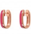 Bronzallure Woman's Earrings - Rose Gold Enamel Circle with Fuchsia Enamel