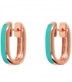 Bronzallure Woman's Earrings - Rose Gold Enamel Circle with Turquoise Enamel