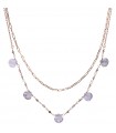 Bronzallure Woman's Necklace - Rose Gold Variegated Multi-strand with Chains and Purple Iolite
