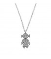 Crivelli Necklace - in 18K White Gold with Girl Pendant and White Diamonds 0.21 ct - 0