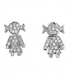 Crivelli Earrings - in 18K White Gold with Baby Girl and Full Pavè of White Diamonds 0.22 ct - 0