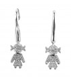 Crivelli Earrings - Pendants in 18K White Gold with Baby Girl and Full Pavè of White Diamonds 0.23 ct - 0