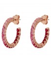 Bronzallure Woman's Earrings - Altissima Hoop Rose Gold with Pink Cubic Zirconia