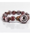 Moi Bracelet - Bacchus with Amaranth Red and Gray Glass Pearls