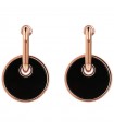 Bronzallure Woman's Earrings - Alba Rose Gold with Black Onyx Pendant Circle