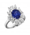 Crivelli Ring - in 18K White Gold with Natural Diamonds and 3.33 ct Blue Sapphire - 0